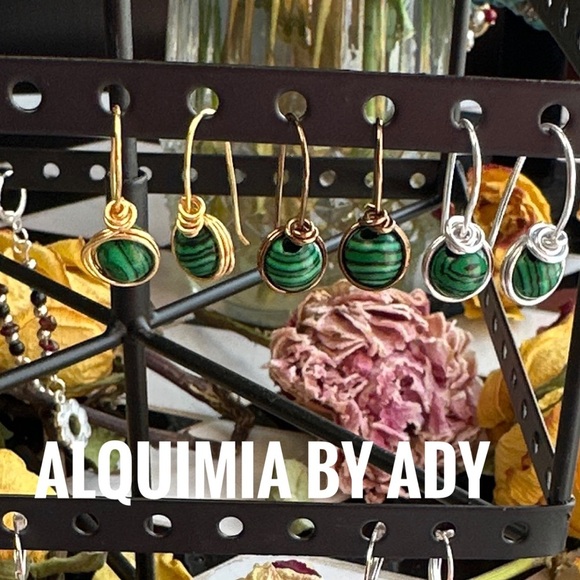 Alquimia Green and Gold Earrings - Picture 1 of 6